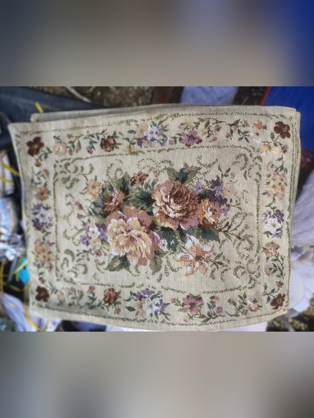 Floral Embroidered Accent Placemats - Beige and Multicolor Qty4